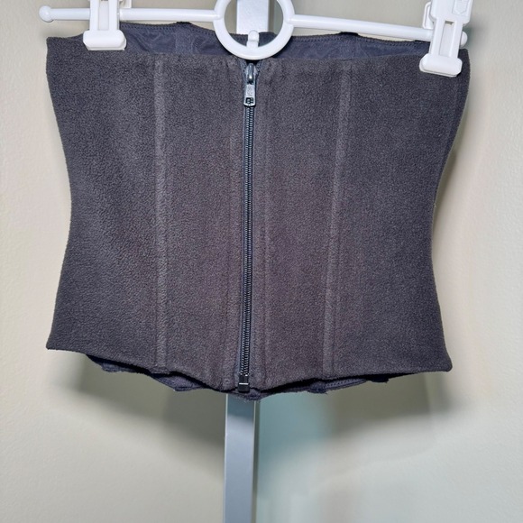 SKIMS Corset Top Black Fleece Zip Up Fitted Women's XS - Picture 2 of 5